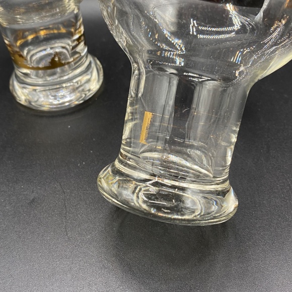 Cera Beer Glass x4 clear with black and gold coin pattern VTG MCM 1960's USA - Picture 6 of 6